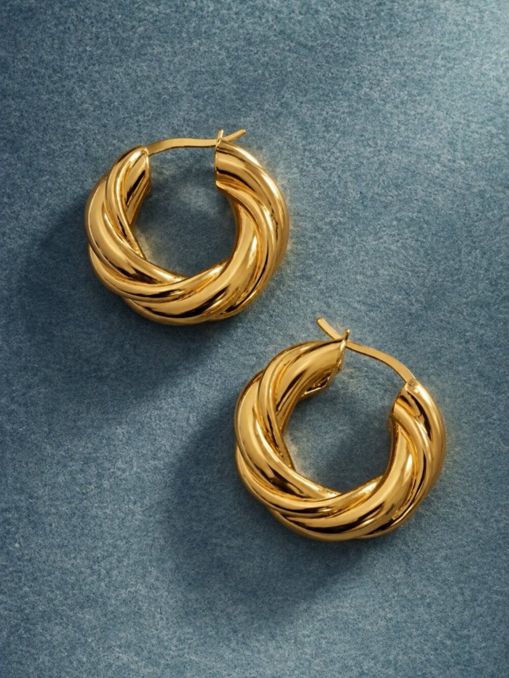 Anthropologie 18K Gold Twisted Chunky Hoop Earrings
